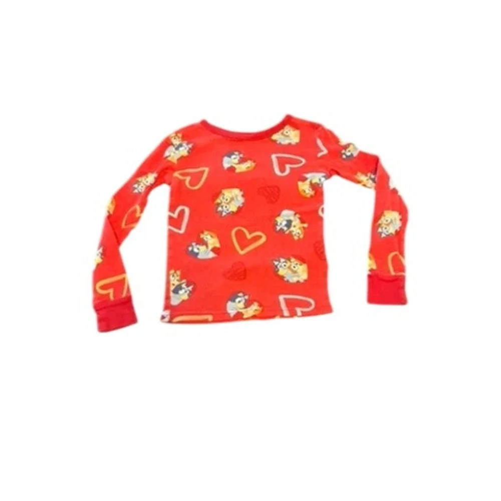 Bluey Bingo‎ Red Heart Cotton Pajama Set Long Sleeve Pants Size 6 RN 87652